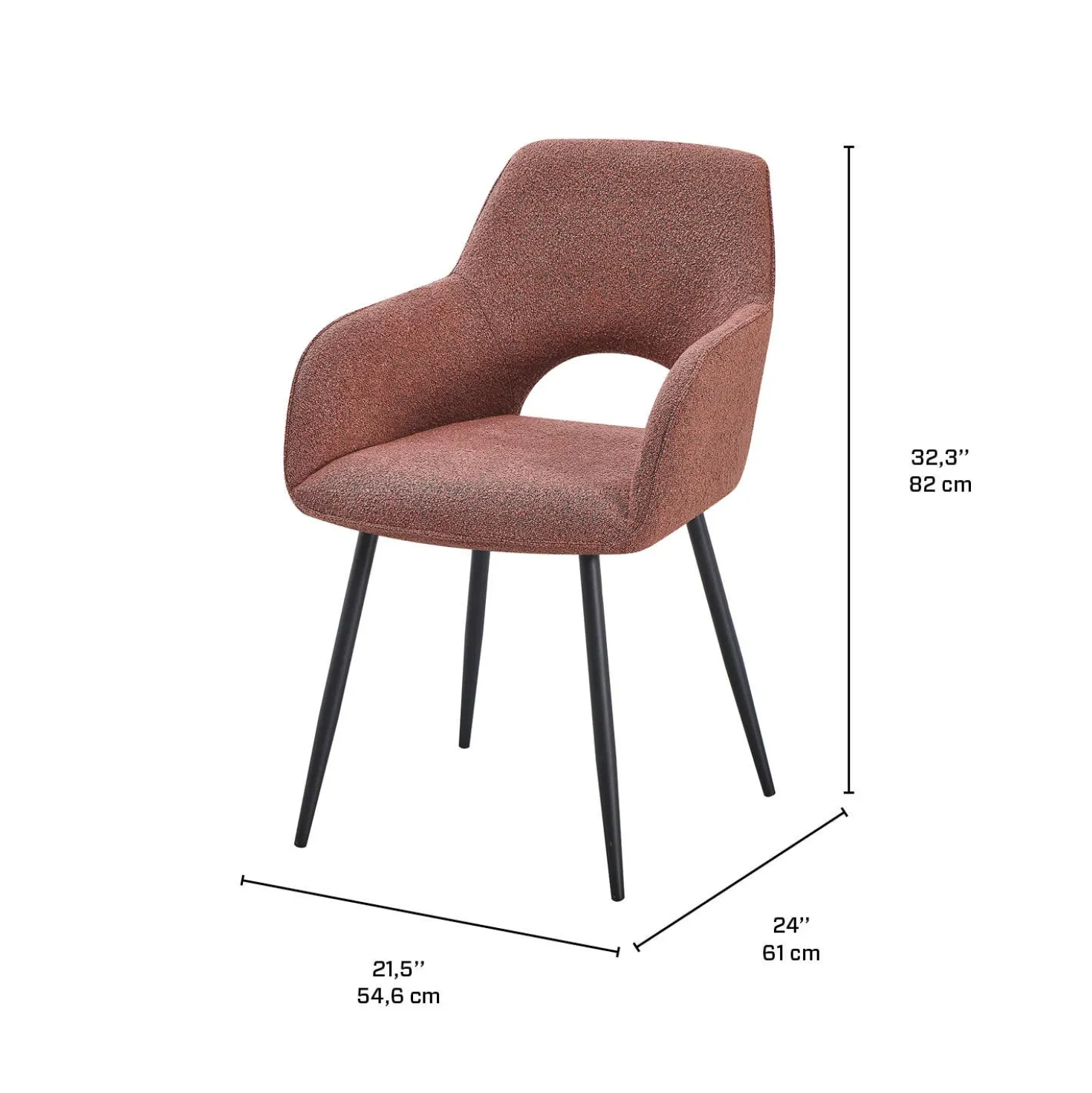 Chaises rembourrées (bte de 2) - rouille