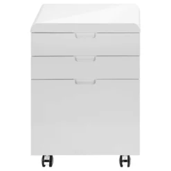Classeur - 3 tiroirs, blanc lustré sur roulettes - Monarch