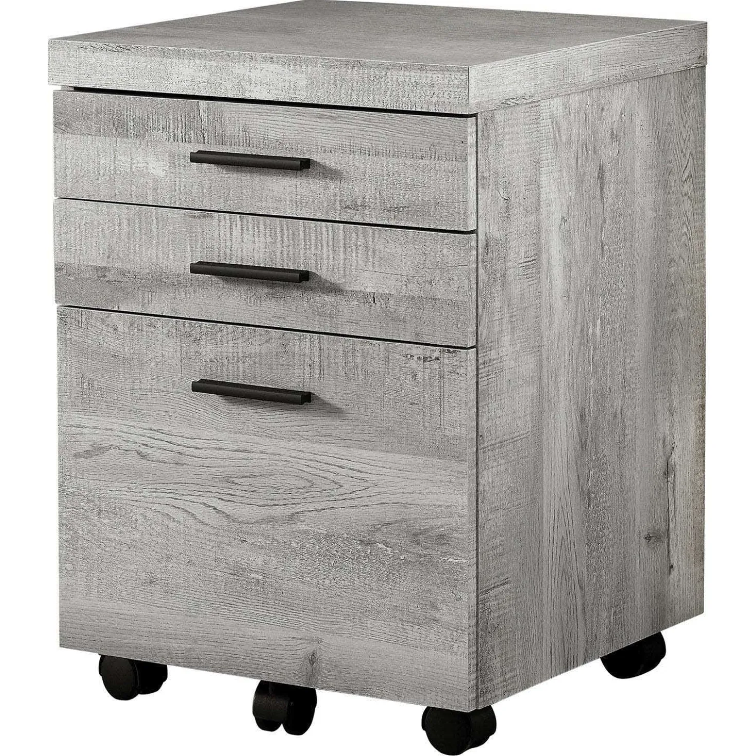 Classeur - 3 tiroirs, faux bois gris sur roulettes - Monarch