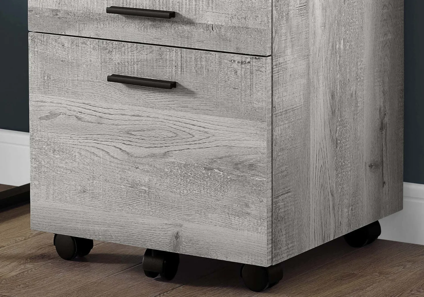 Classeur - 3 tiroirs, faux bois gris sur roulettes - Monarch