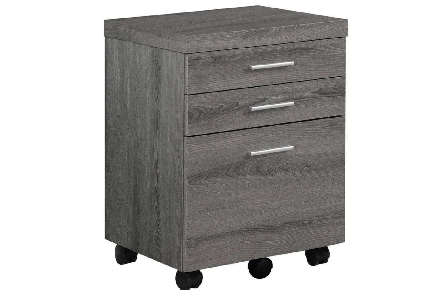 Classeur - 3 tiroirs, taupe foncé sur roulettes - Monarch