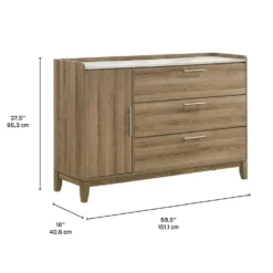 Commode avec 3 tiroirs et 1 porte de rangement