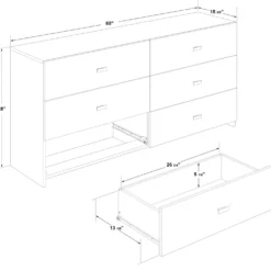 Commode avec 6 tiroirs- taupe