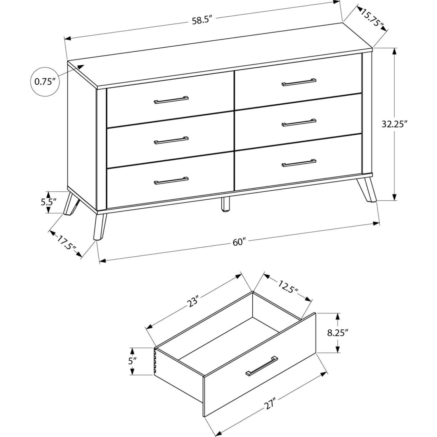 Commode 6 tiroirs