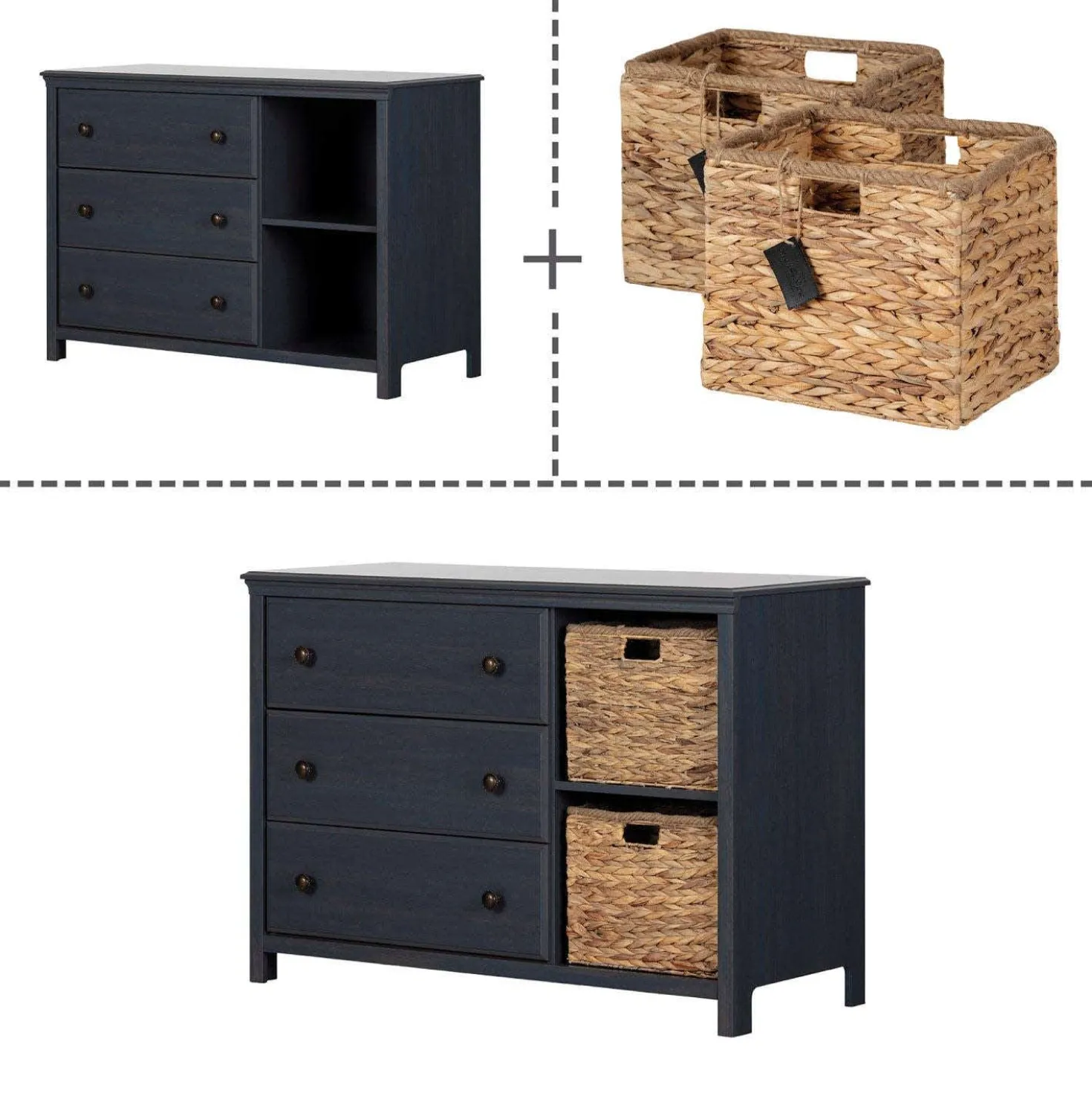 Commode 3 tiroirs avec paniers - South Shore