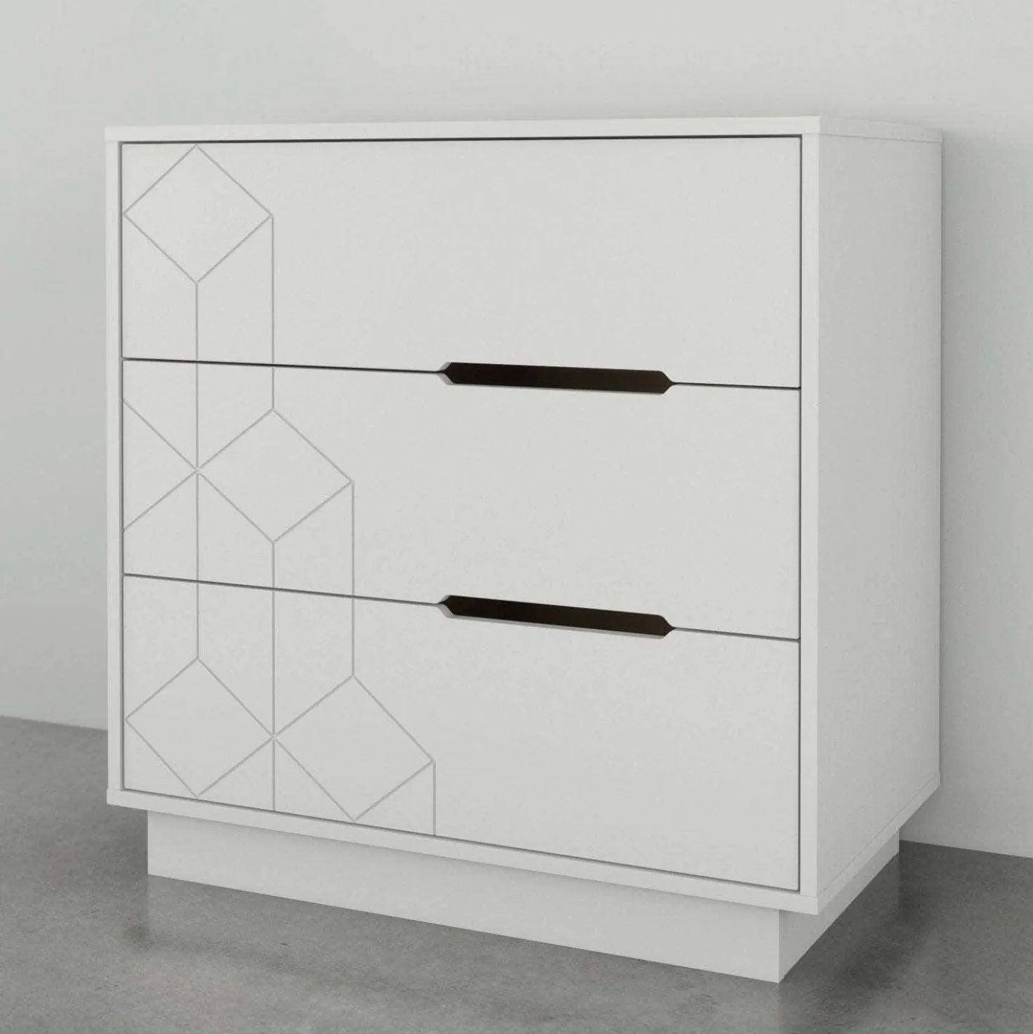 Commode 3 tiroirs, blanc - Nexera