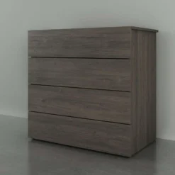 Commode 4 tiroirs, gris écorce