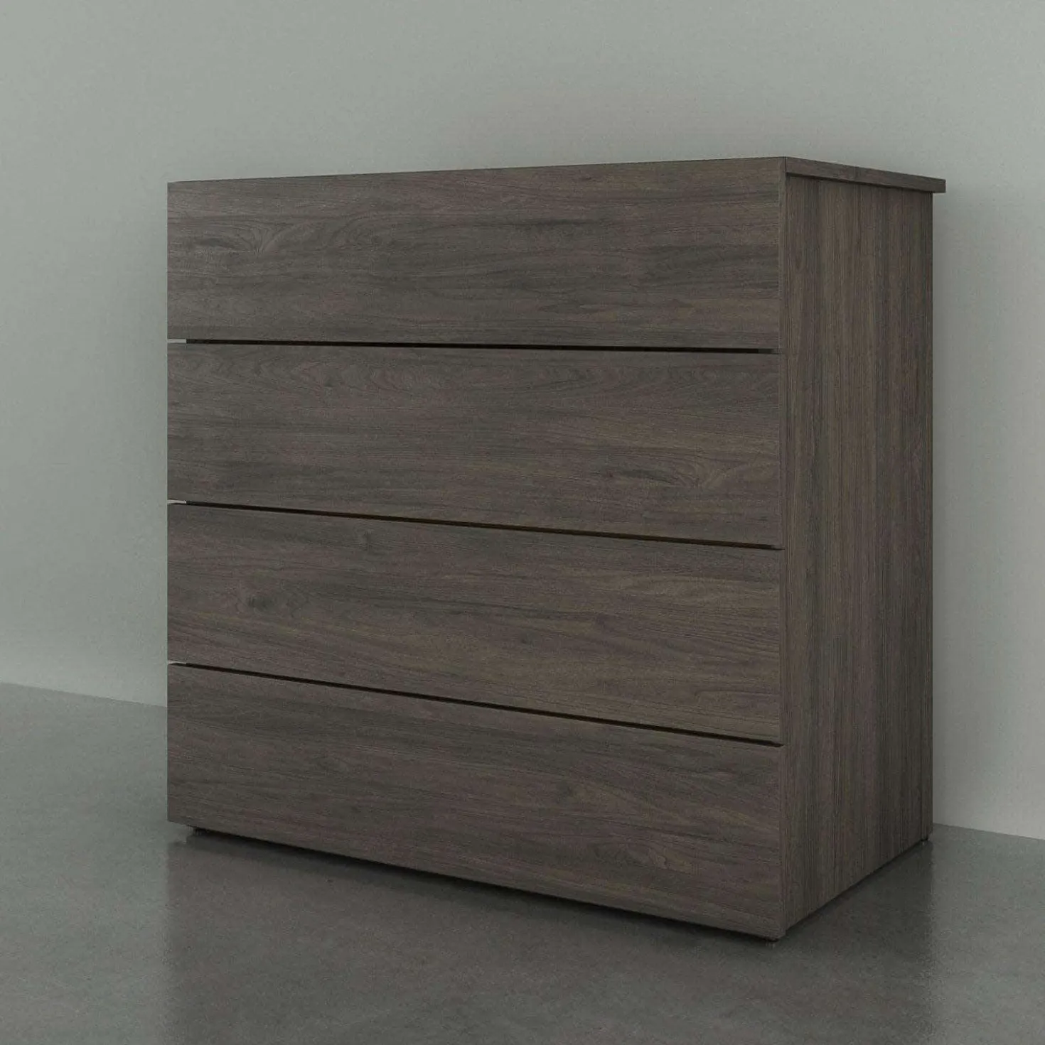 Commode 4 tiroirs, gris écorce