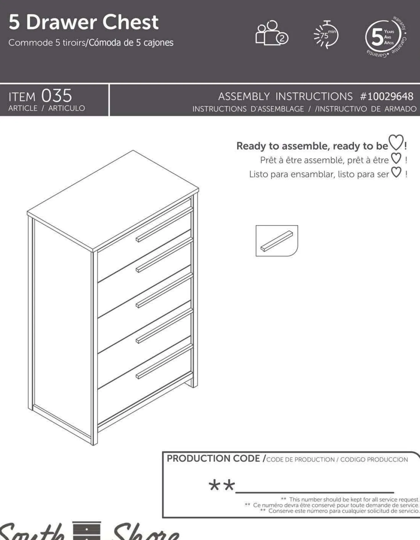 Commode 5 tiroirs - South Shore
