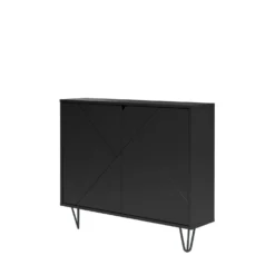 Console de rangement 2 portes slim, noir - Nexera