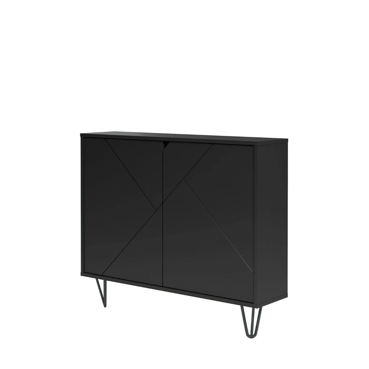 Console de rangement 2 portes slim, noir - Nexera