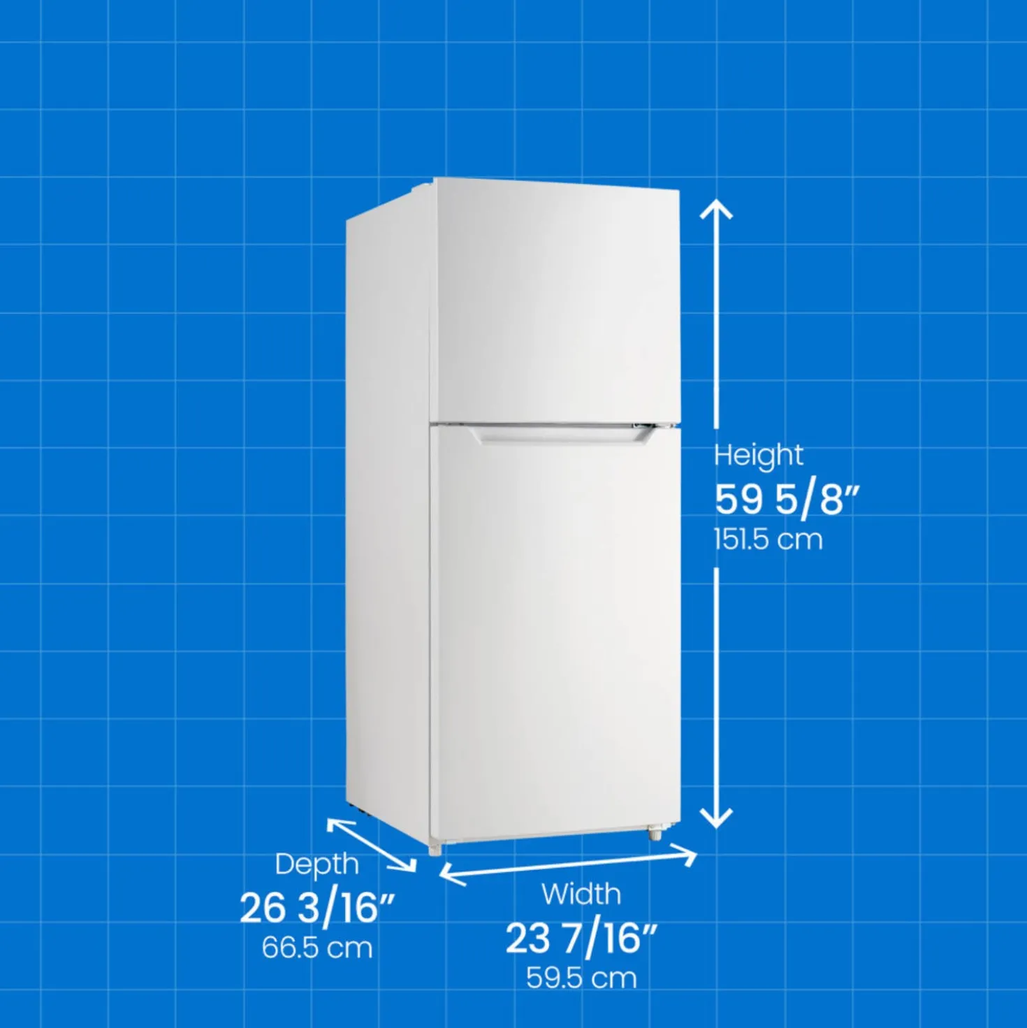 DANBY Réfrigérateur 10,1 pi3 24 po Blanc Congélateur en haut - DFF101B1WDB