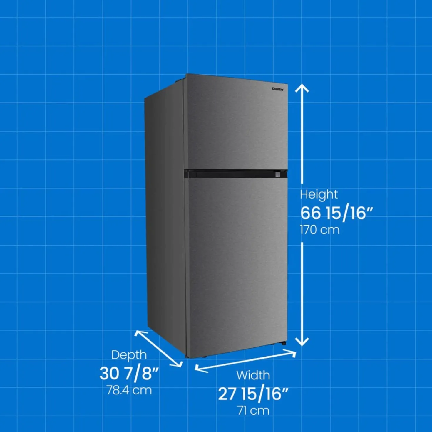DANBY Réfrigérateur 18 pi3 28 po Inox Congélateur en haut - DFF176B1SLDB