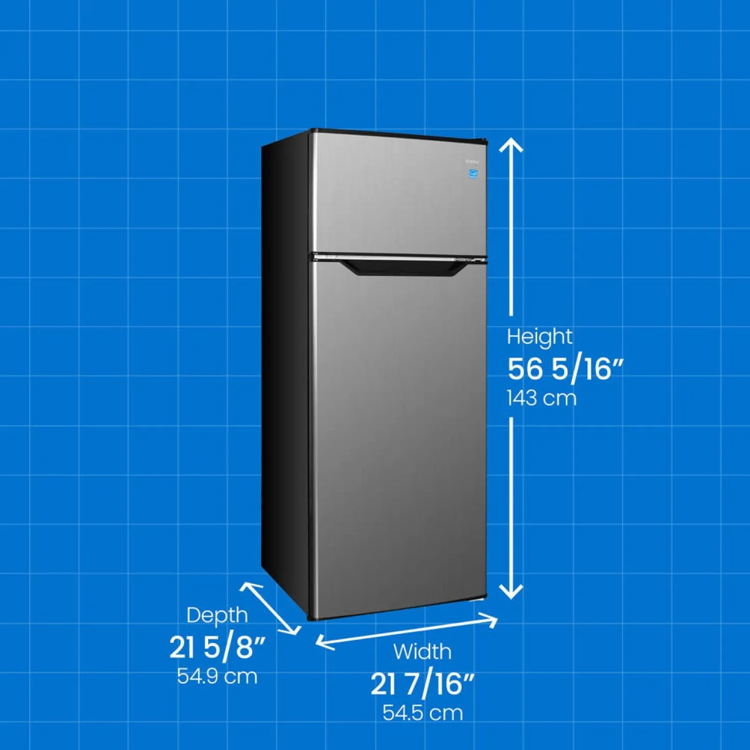 DANBY Réfrigérateur 7,4 pi3 22 po Inox Congélateur en haut - DPF074B2BSLD