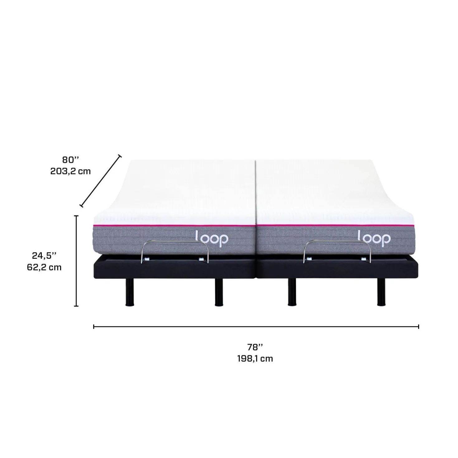 Deux bases de lits ajustables avec matelas Loop (39"x78")
