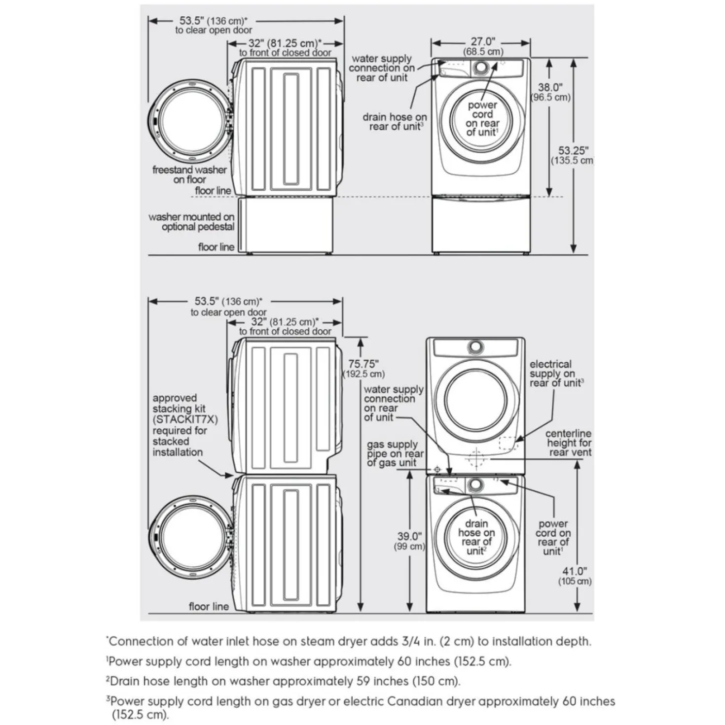 ELECTROLUX Laveuse Chargement frontal Inox noir 27" - ELFW7437AT
