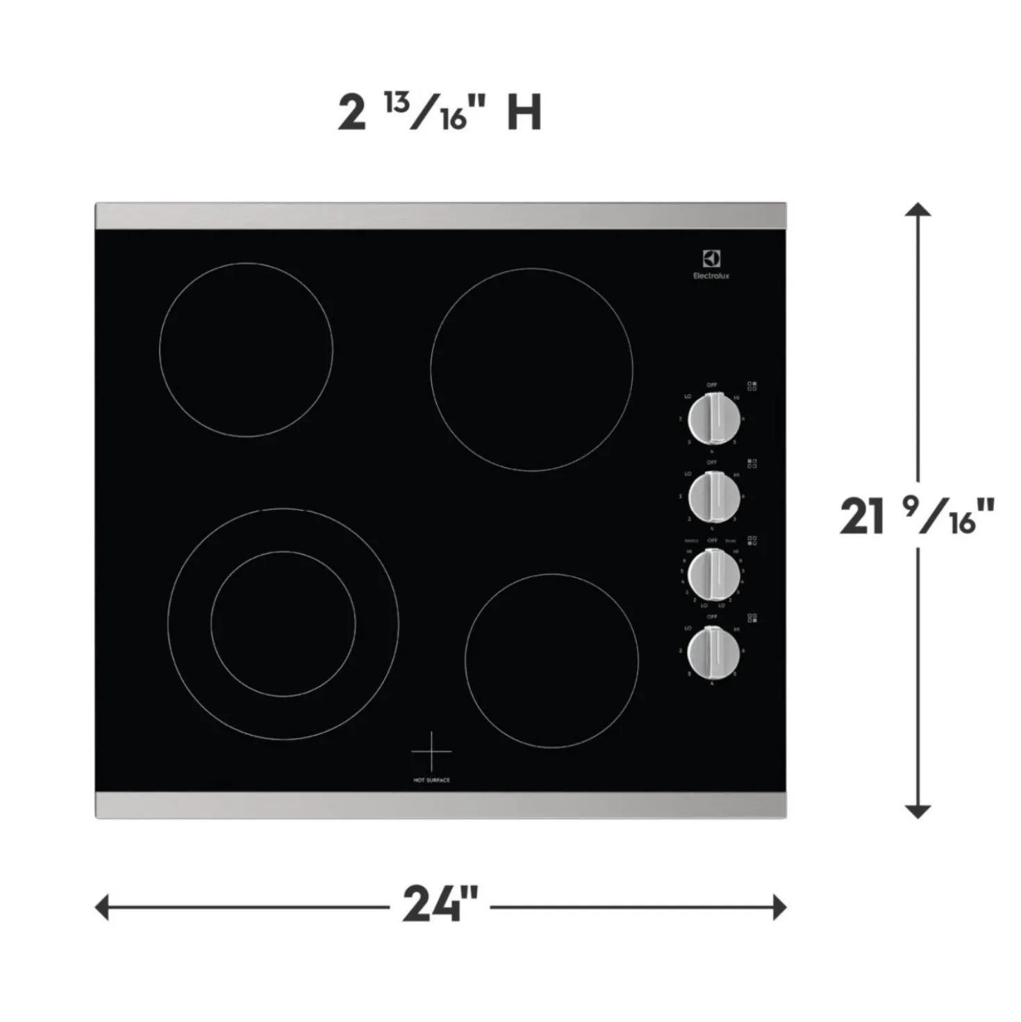 ELECTROLUX Plaque de cuisson Vitrocéramique Inox 24" Inox - ECCE242CAS