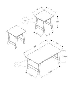 Ens de tables - 3mcx, espresso - Monarch