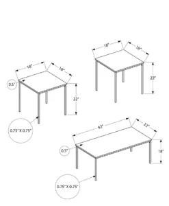 Ens de tables - 3mcx, faux bois brun, métal noir - Monarch