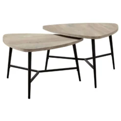 Ens de tables - 2mcx, faux bois taupe, métal noir - Monarch