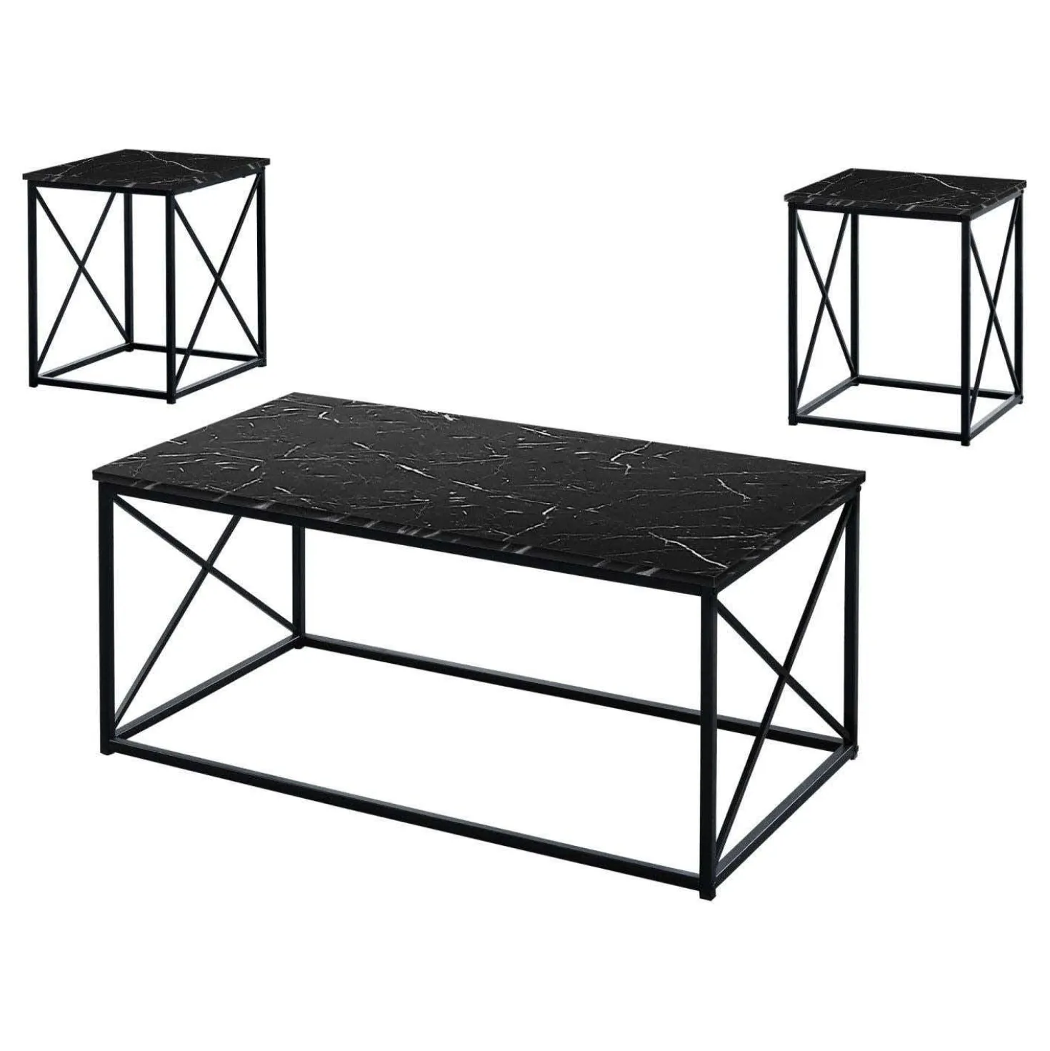 Ens de tables - 3mcx, marbre noir, métal noir - Monarch