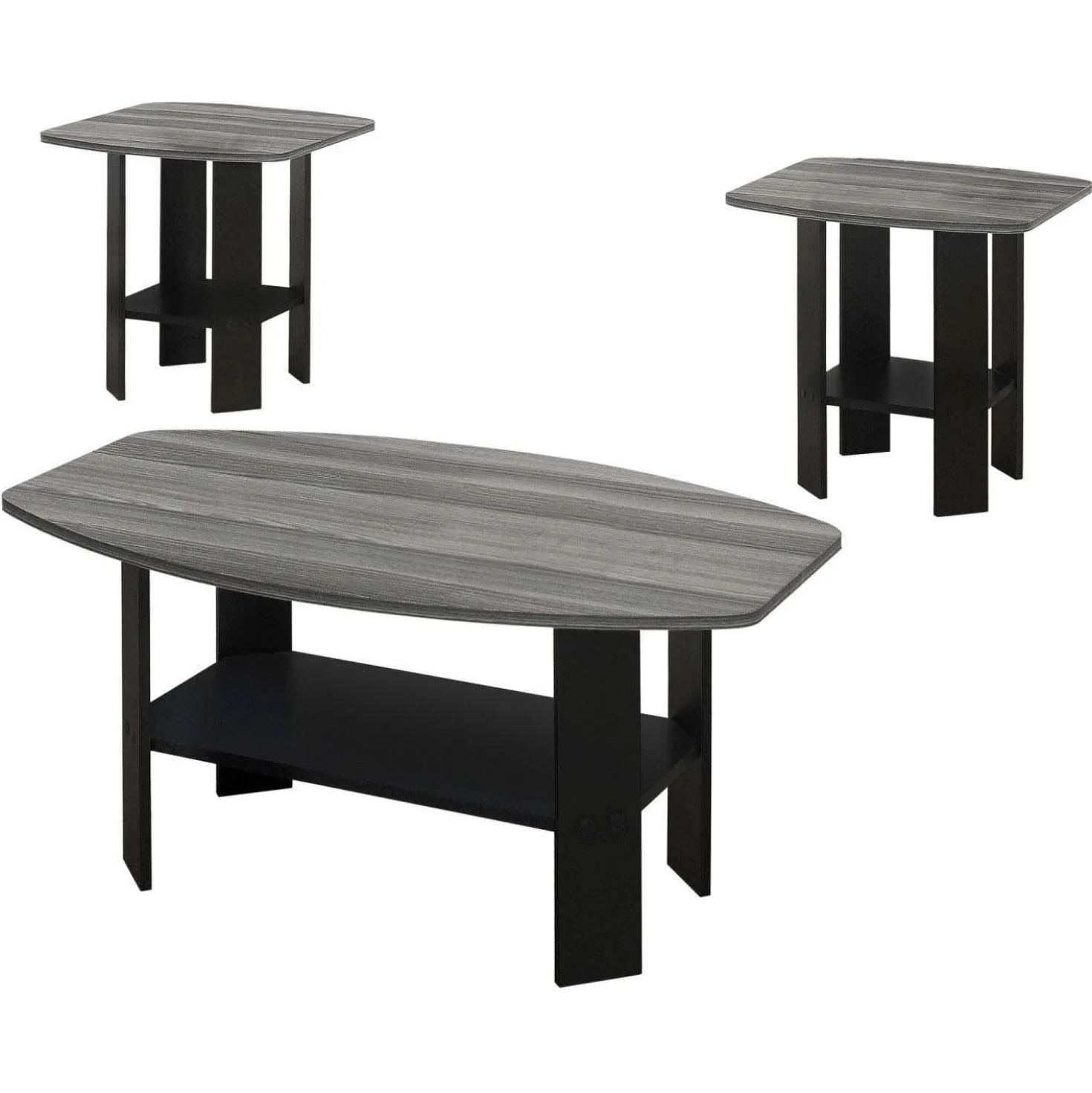 Ens de tables - 3mcx, noir, dessus gris - Monarch