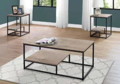 Ens de tables - 3mcx, taupe foncé, métal noir - Monarch