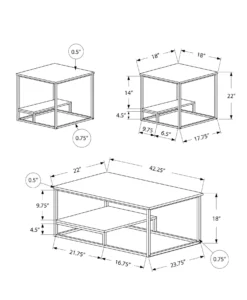 Ens de tables - 3mcx, taupe foncé, métal noir - Monarch