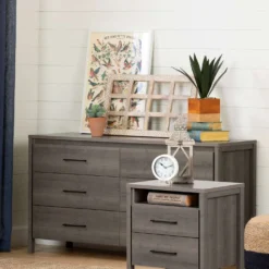 Ensemble bureau double 6 tiroirs et table de chevet - South Shore