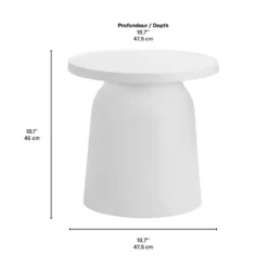 Ensemble de conversation d’extérieur en résine avec 1 table d’appoint et 2 sièges empilables - blanc