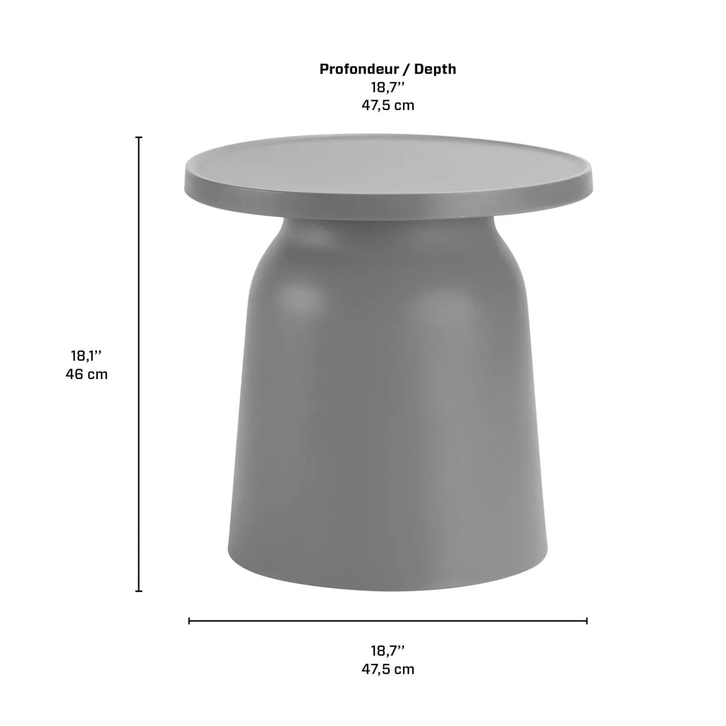 Ensemble de conversation d’extérieur en résine avec 1 table d’appoint et 2 sièges empilables - gris