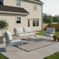 Ensemble de conversation extérieur en aluminium avec table basse - 4 mcx