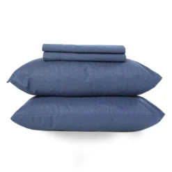 Ensemble de draps double en microfibre - bleu