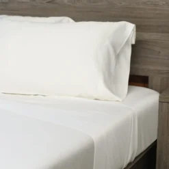 Ensemble de draps queen en rayonne de bambou à têtes séparées - blanc