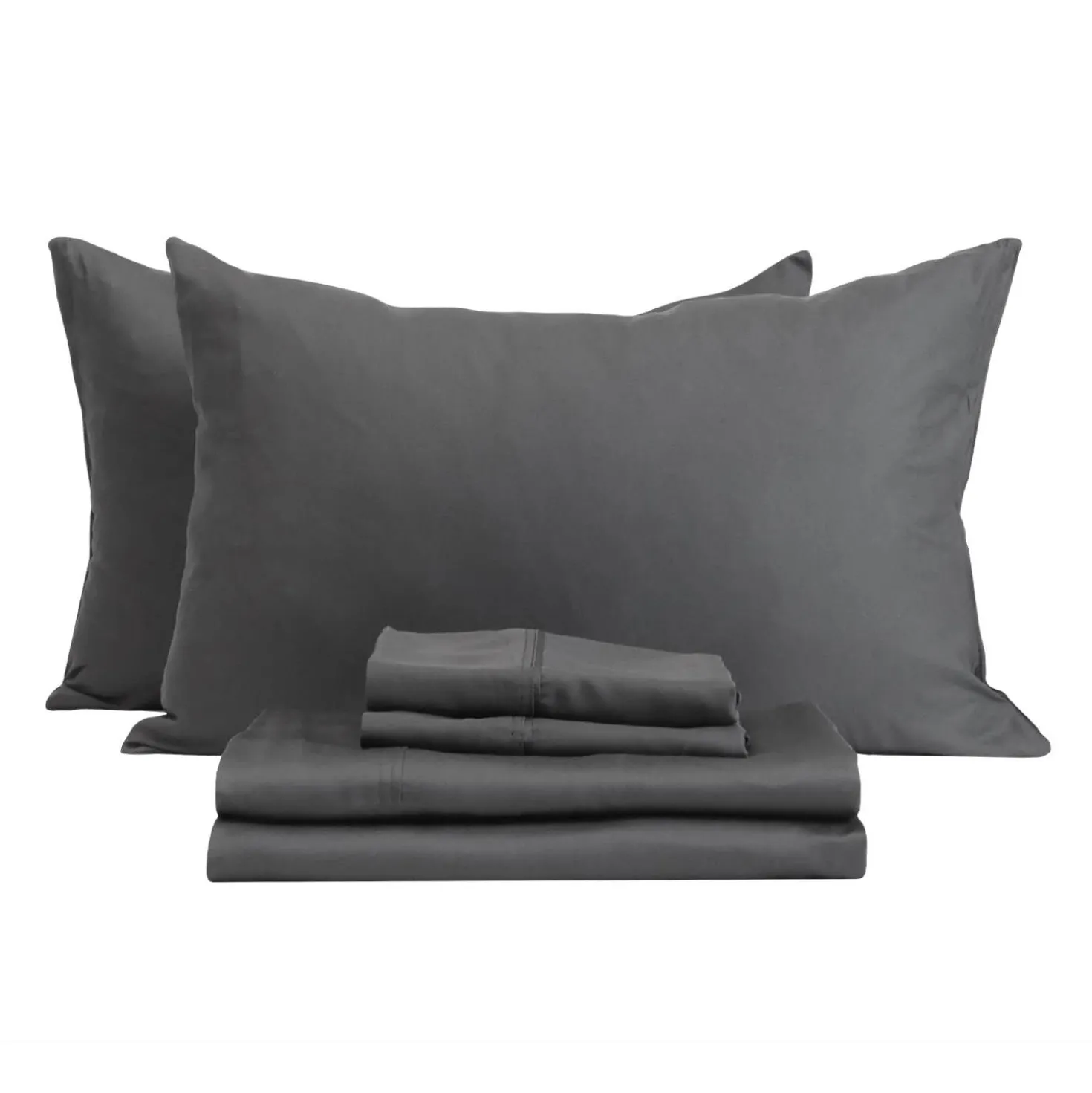 Ensemble de draps queen en rayonne de bambou à têtes séparées - gris charbon