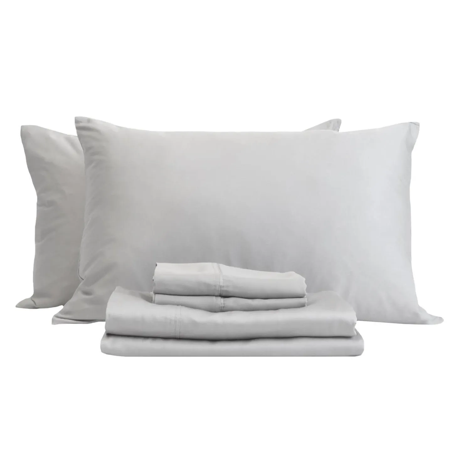 Ensemble de draps queen en rayonne de bambou à têtes séparées - gris ciment