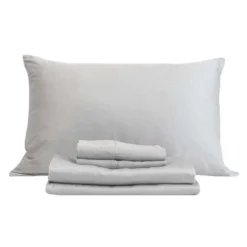 Ensemble de draps simple en bambou - gris ciment