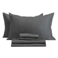 Ensemble de draps 2 simple XL en bambou - gris charbon