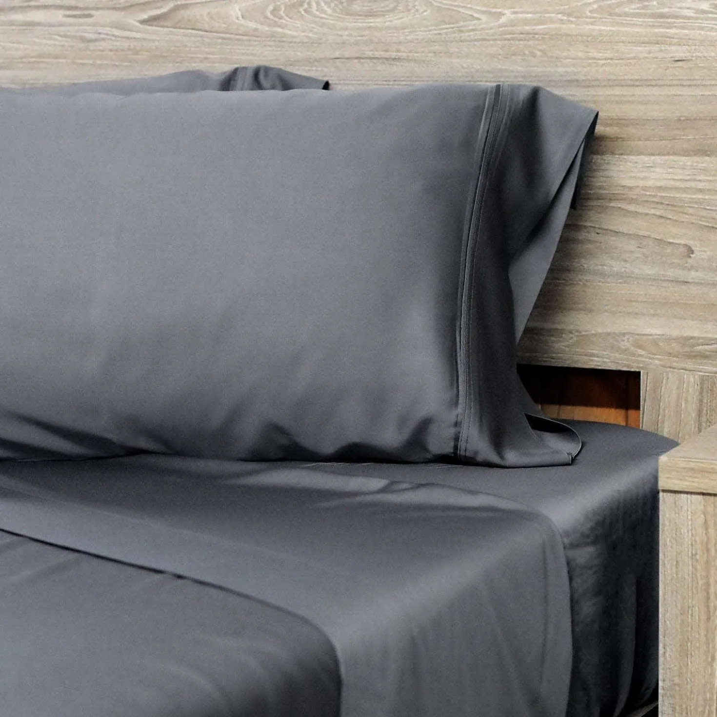 Ensemble de draps 2 simple XL en bambou - gris charbon