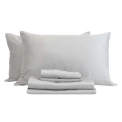 Ensemble de draps 2 simple XL en bambou - gris ciment