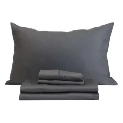 Ensemble de draps simple XL en bambou - gris charbon