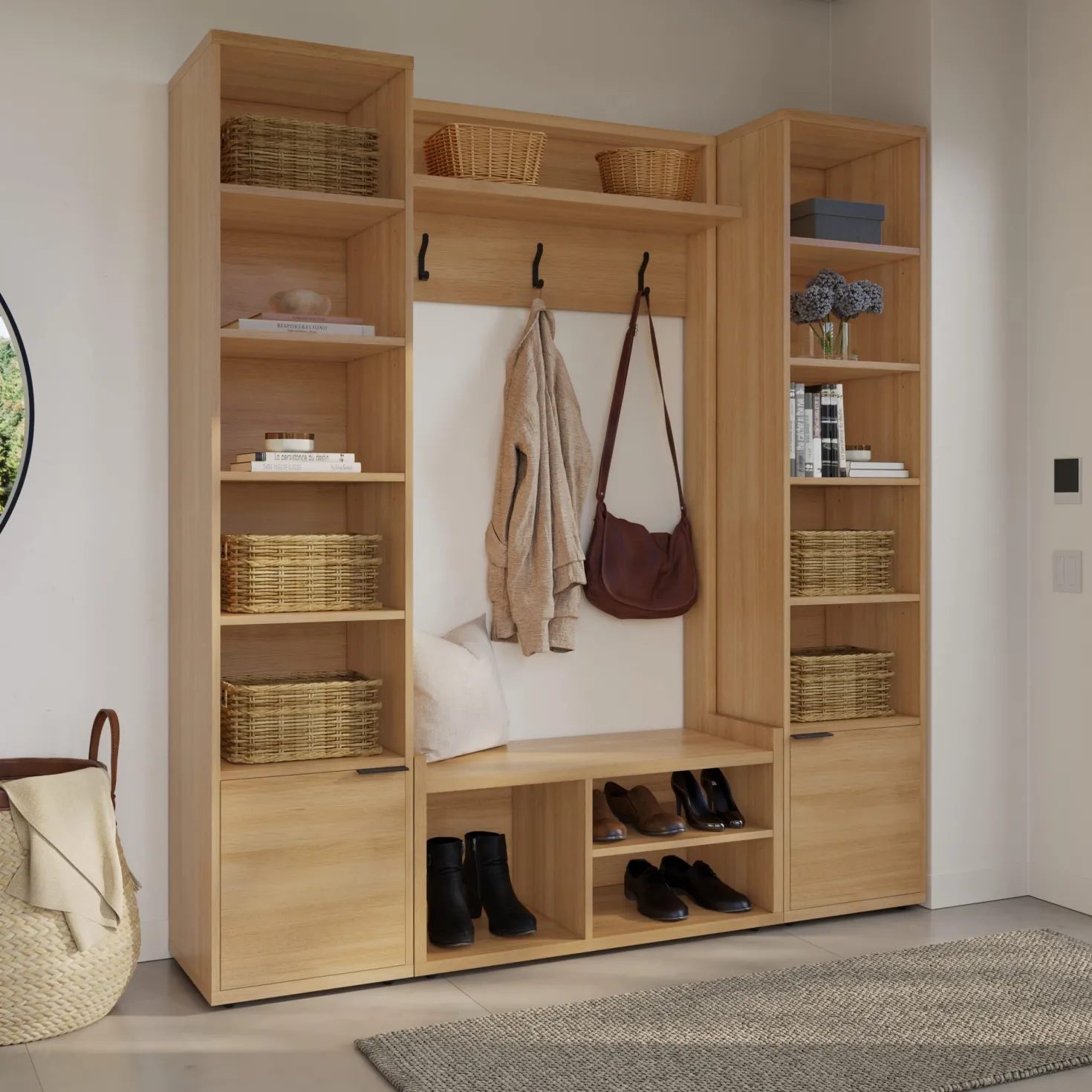 Ensemble de meubles d'entrée 3 mcx - naturel