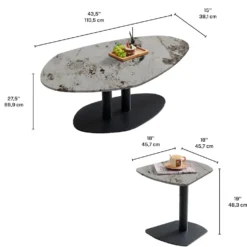 Ensemble de tables gigognes en pierre sintérisée