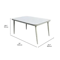 Ensemble à dîner d’extérieur en aluminium avec plateau en verre trempé et 4 chaises