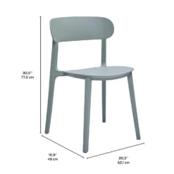 Ensemble à dîner d'extérieur en résine avec 1 table carrée et 4 chaises empilables - gris