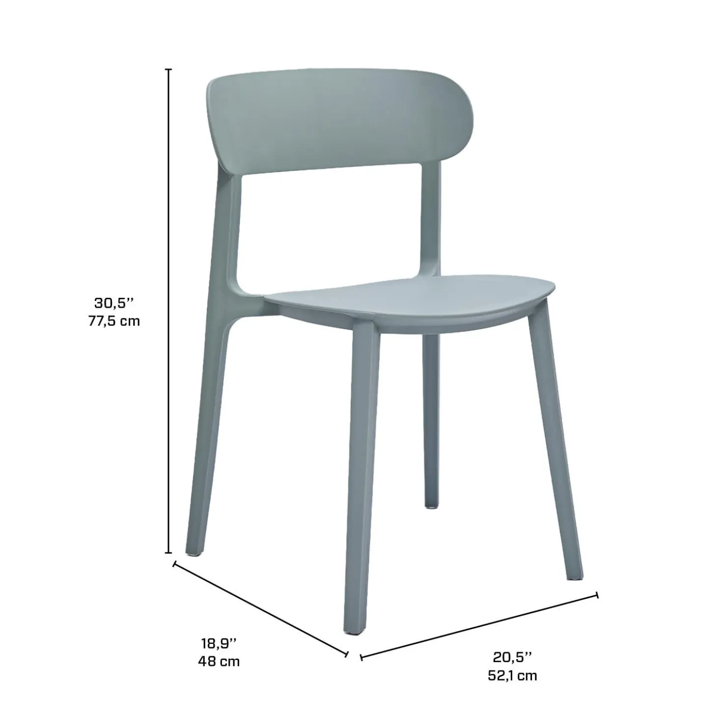 Ensemble à dîner d'extérieur en résine avec 1 table carrée et 4 chaises empilables - gris