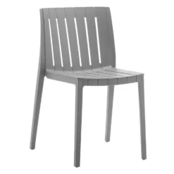 Ensemble à dîner d’extérieur en résine avec 1 table rectangulaire et 6 chaises empilables - gris