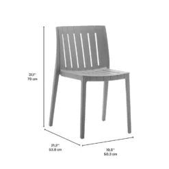 Ensemble à dîner d’extérieur en résine avec 1 table rectangulaire et 6 chaises empilables - gris