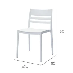 Ensemble à dîner d'extérieur en résine avec 1 table ronde et 4 chaises empilables - blanc