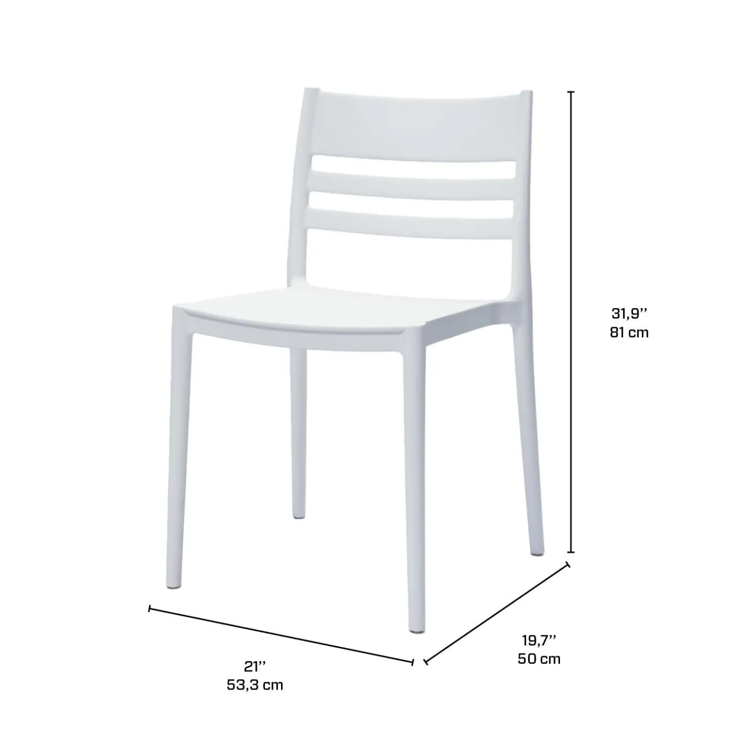 Ensemble à dîner d'extérieur en résine avec 1 table ronde et 4 chaises empilables - blanc